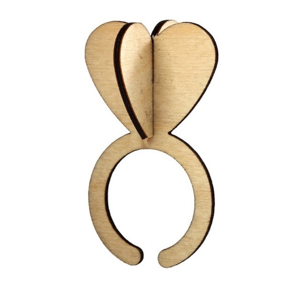Postcard wooden statement cocktail heart ring
